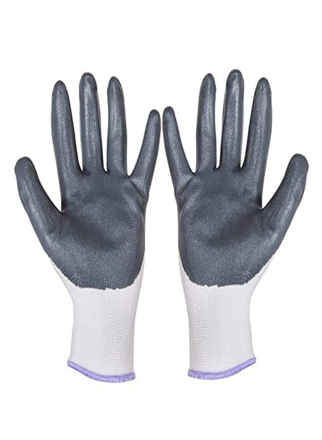 RK TRENDS Nylon Industrial & Home Safety Cut Resistant Hand Gloves (White & Grey) - 12 Pairs - Image 3